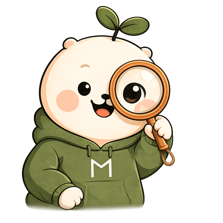 Moa character with magnifying glass